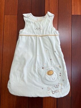 Cream Sleep Sack for Babies with Bear Applique